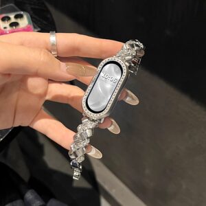 适用小米手环10表带手表9镶钻新款麦穗金属xiaomi10代陶瓷版7手链