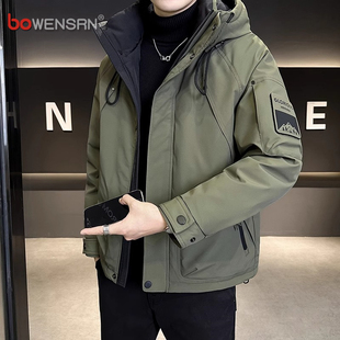 高端冲锋衣羽绒服男士冬季2024年新款高级感防寒连帽工装外套男款