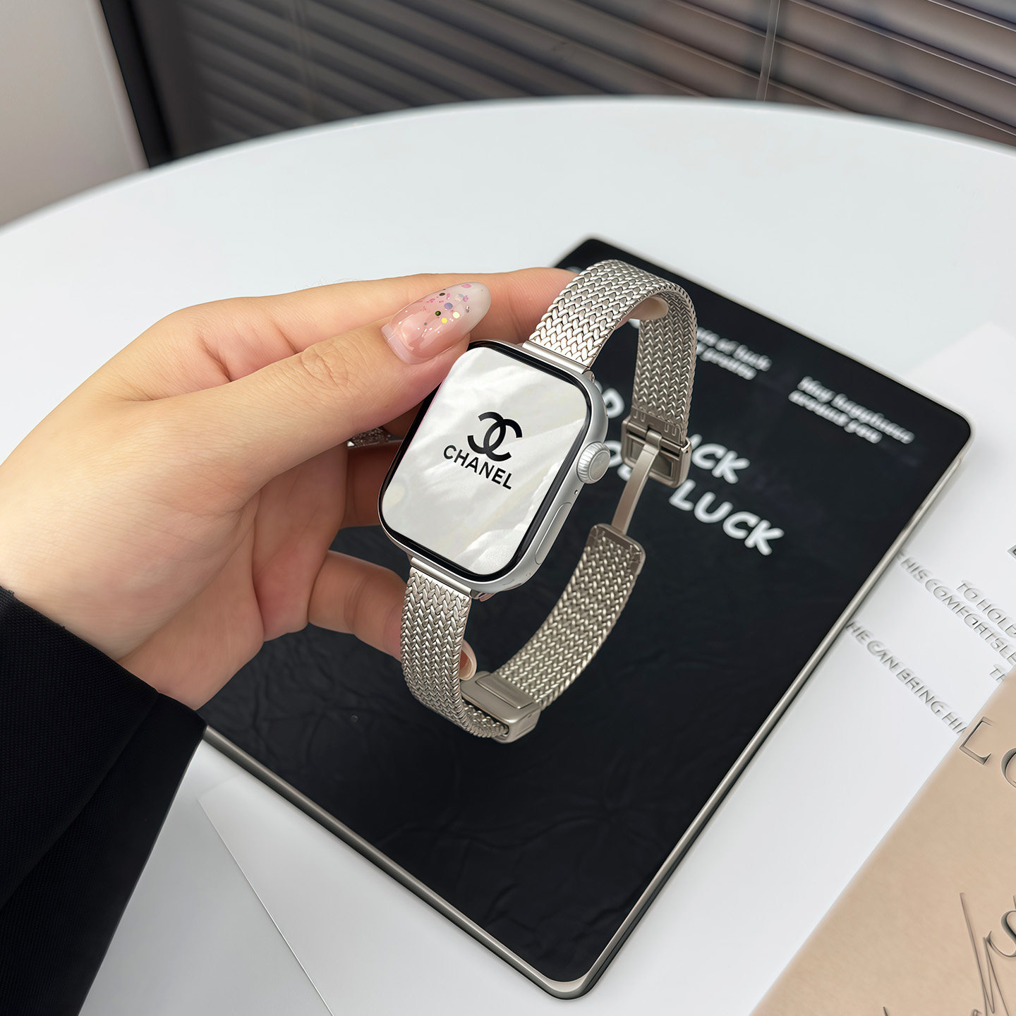 适用AppleWatch麦穗磁吸卡扣表带S11苹果手表金属编织iwatchS10/9图片