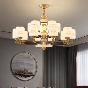 复新中式客厅吊灯大气中国风珐琅彩铜32房实木家用书灯别墅式楼灯