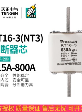 TENGEN天正 RT16-3方管刀形触头熔断器NT3保险丝RT36-3 400A 630A