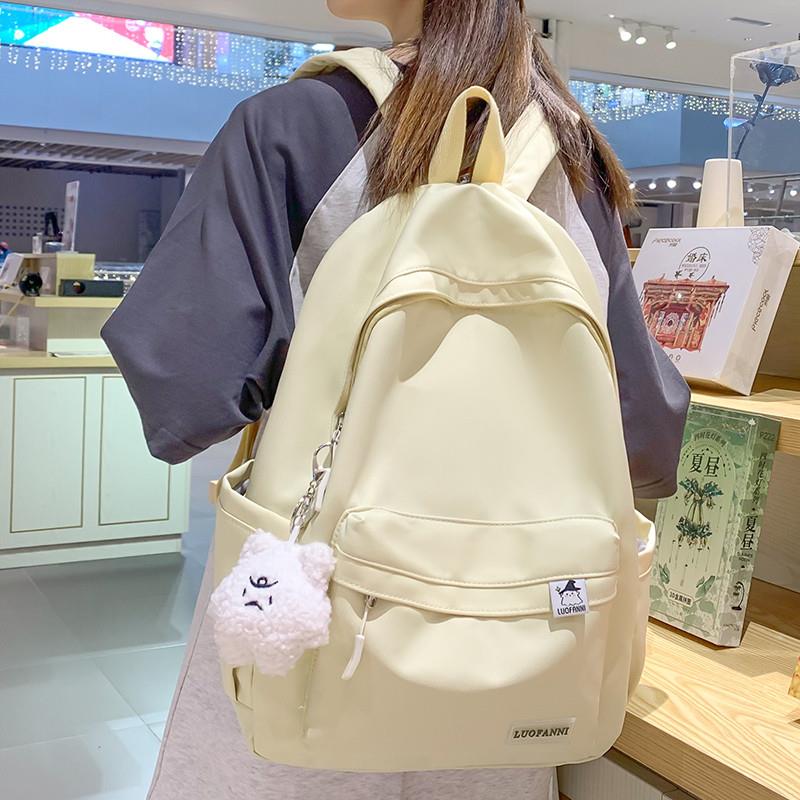 新款书包女小学生高颜值双肩包大容量初中生高中日系可爱背包纯色