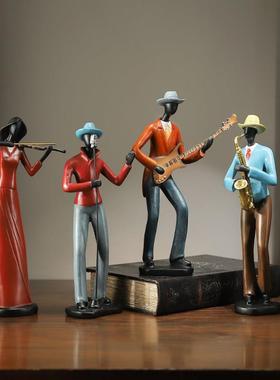 覆古乐队人物家居酒柜装饰品书架书房萨克斯工艺礼品摆饰摆设咖啡