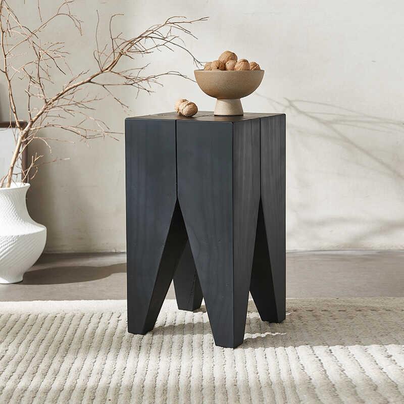 酒店摆件沙发边几根雕实木墩子家用角几简约树桩茶几组合创意木桩