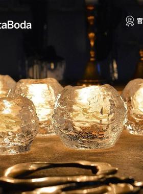 瑞典进口KOSTA BODA水晶玻璃 Snowball北欧家用浪漫雪球烛台摆件