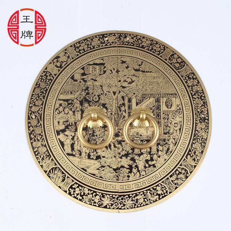 中式仿古橱柜把手明清家具铜配件纯铜圆形书柜衣柜门窗柜门铜拉手