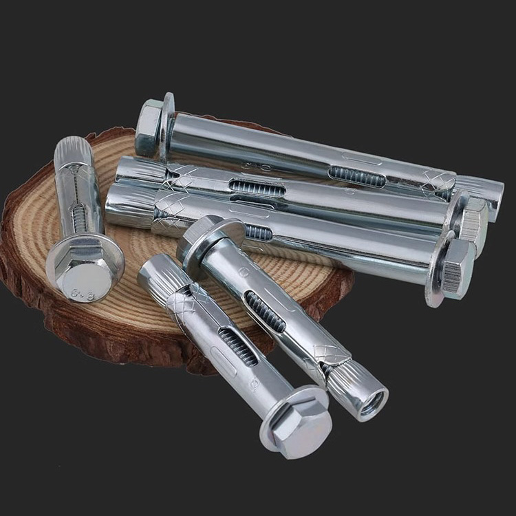 镀锌外六角内膨胀拉爆螺丝减速带地锁用爆炸膨胀螺丝螺栓M6-,16