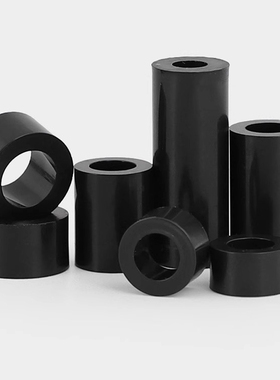 黑色ABS直通垫柱尼龙隔离柱塑料空心套管绝缘直通间隔柱内径m2-M8