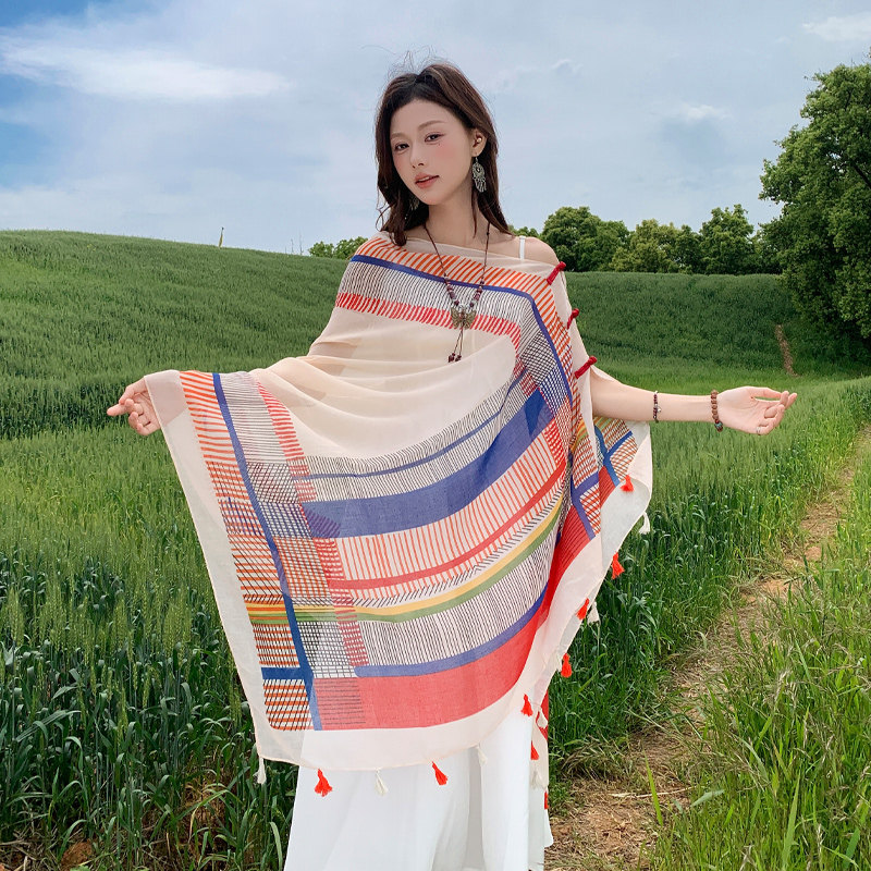 民族风印花披肩女夏季百搭防晒