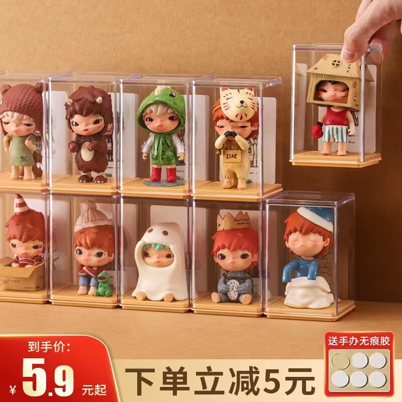 亚克力手办娃娃收纳盒盲盒收纳展示架防尘盒子单个公仔多层展示架