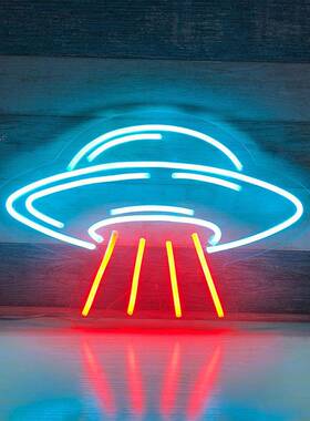 亚克力板霓灯UO外星飞创船室内虹电PUB玩城霓F虹装饰灯意造型灯