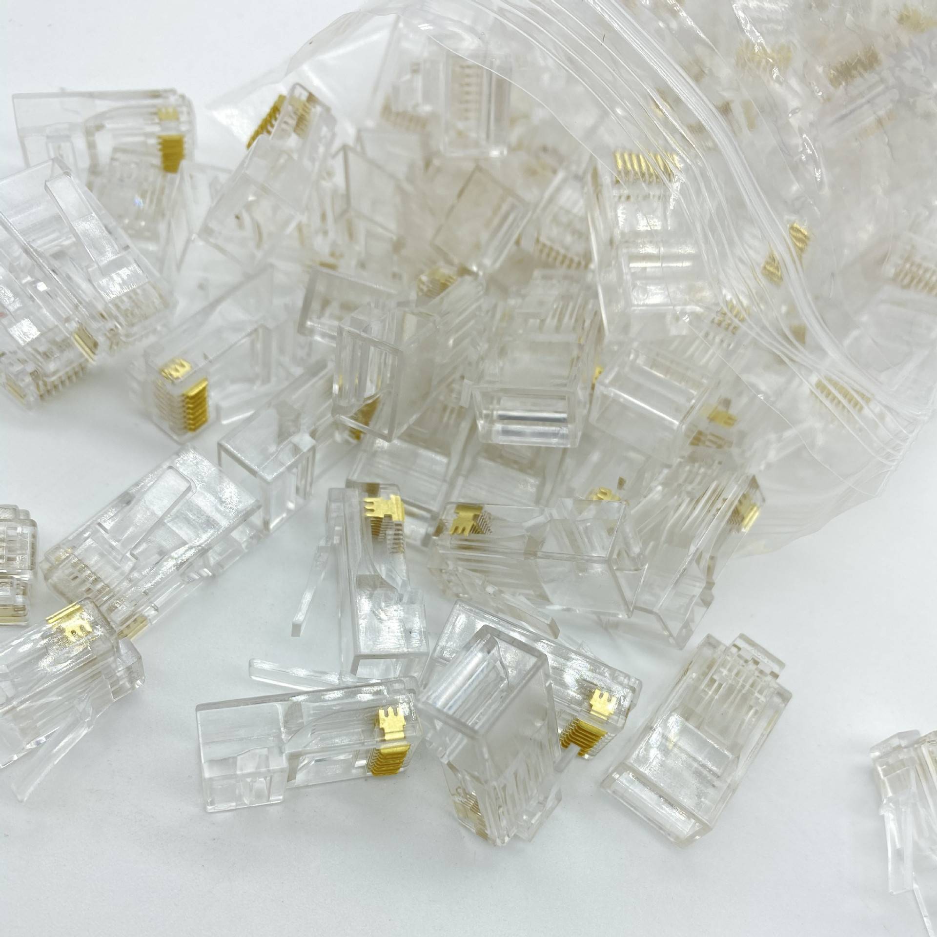 翻新料RJ45 8P8C CAT6非屏蔽超6类非屏蔽水晶头六类网线PVC1000个