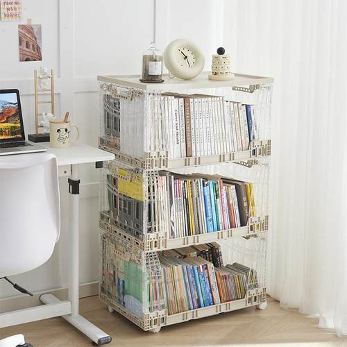 可6733储纳折叠筐收置物架透明整理叠加筐滑子蔬菜水果书箱物轮推