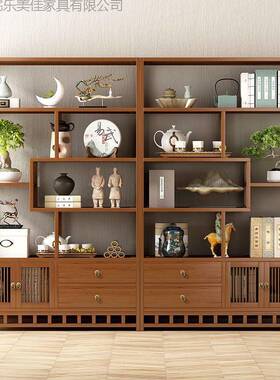 新式博古架茶酒柜子33050摆放中柜宝阁砂紫壶展示柜多实木架子展