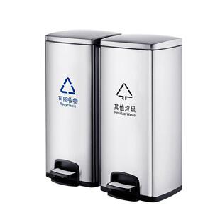 不锈钢类圾桶公场合办公垃10057531室商场脚踏桶带盖商共用垃圾箱
