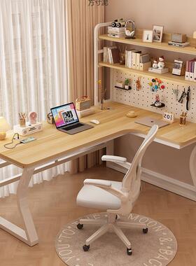 实转角书桌书架脑一体学38044生家用学习桌型办木公桌洞洞板台式L