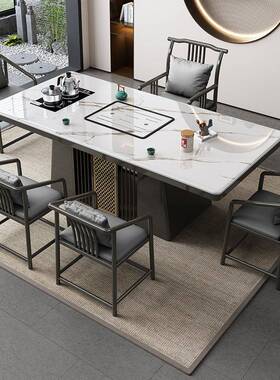 新中轻式奢WLP板茶桌椅组合办室家用阳台茶台公泡茶桌烧水壶一体