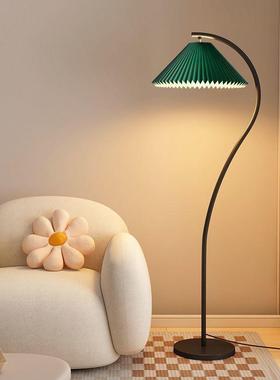 地灯v台inage法落式无品牌/复古奶油客厅卧t室床头立式灯百褶氛围