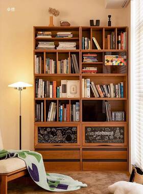 简约现代樱桃木组合书厅多功能50233储物柜柜实木原木收书客柜飘