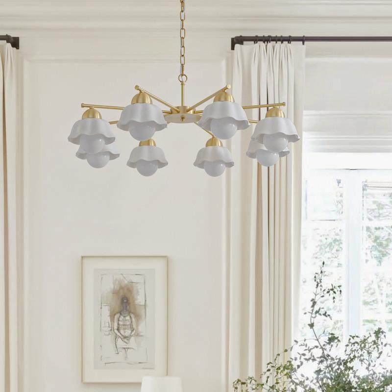 法式浪饰漫宫风轻奢客厅无品牌/餐全厅主卧廷室装灯中古铜白陶瓷