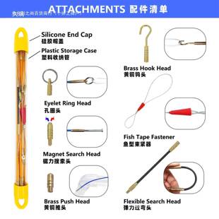 天花板吊顶穿156杆穿线器勾线钩多便功能电工修检携车库桥架布线