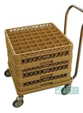 平推嘉宝酒店餐厅板手车不锈钢手柄搬运车FSS拖车带推手柄静音塑