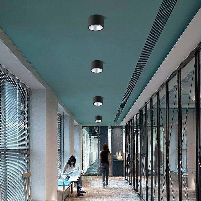 010V调光QWA道le明装筒灯泛光过灯圆形桶灯商用深-防眩吸顶式免d