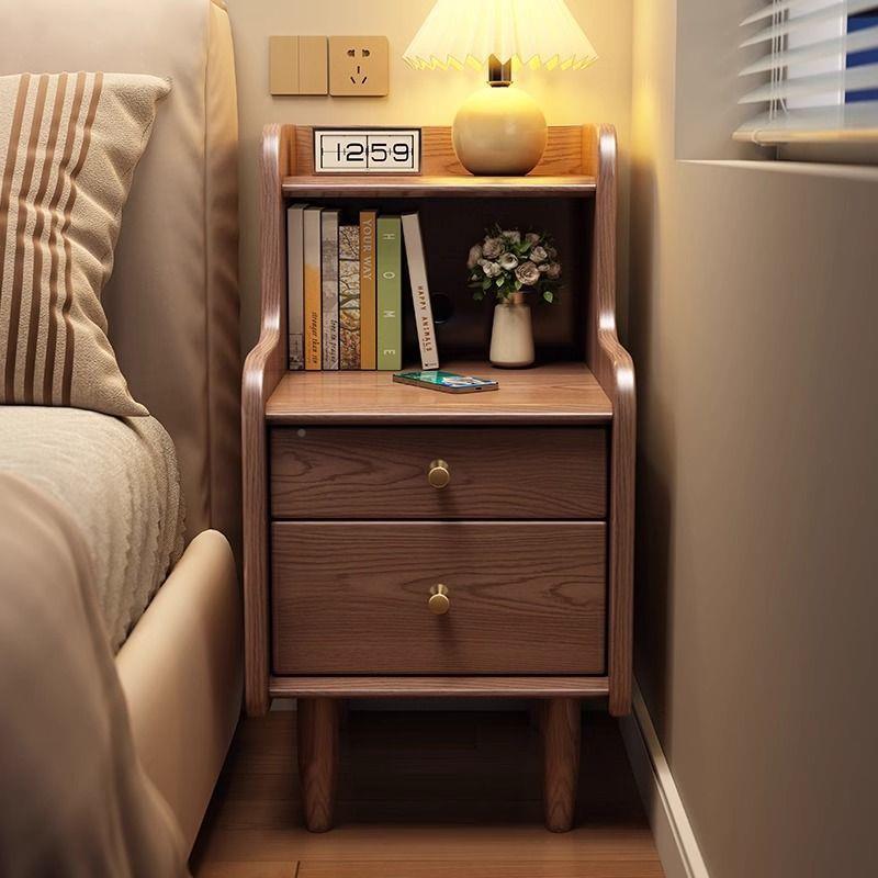 高端物实木床头柜JLU简约现代家用置架边室几卧小型收轻纳储物柜