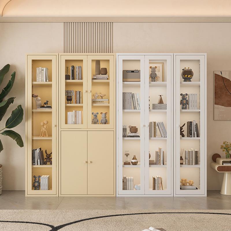 纳XKK家用钢制书柜防尘玻璃门铁艺客厅展示柜储物柜收落置物柜地