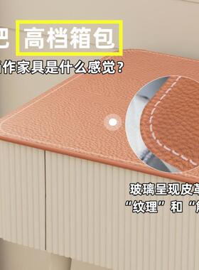 新轻奢玻璃皮室革台面梳妆43986台卧带镜化款妆简桌约小户型化妆