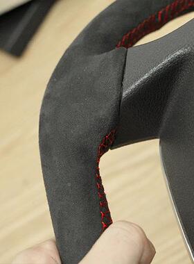 猎豹CS10用专方手缝t向盘套黑金刚翻毛59278皮把套磨砂反绒SC9Mat