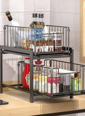 下水置槽物架橱柜收纳物架多储层可拆卸厨房台面杂物架轻奢IKC风