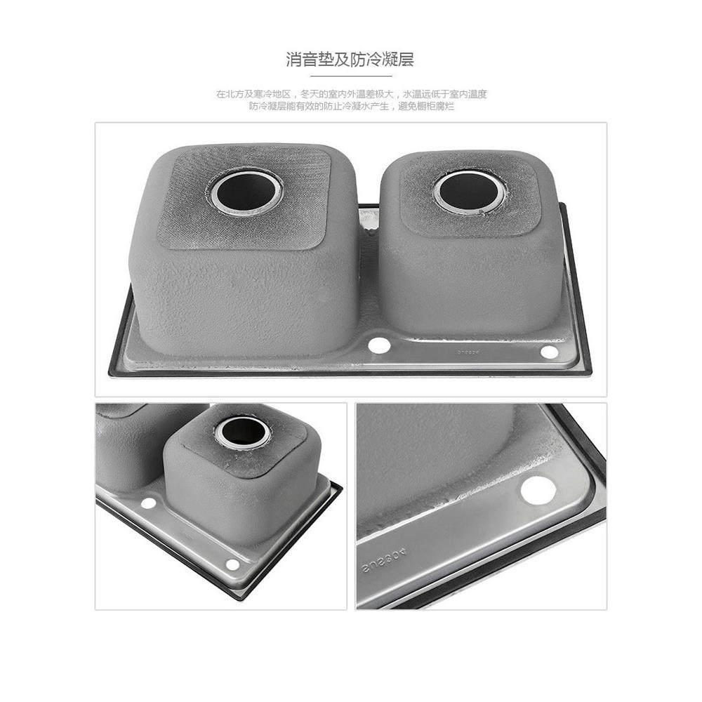 BKS9K菜厨房无品牌/锈双盆SU304不钢洗碗盆加厚拉丝洗双池子母水