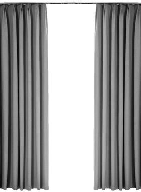 灰色帘遮2025新窗款卧棉麻加厚隔音光客厅室防光避光挡光FSJ遮阳