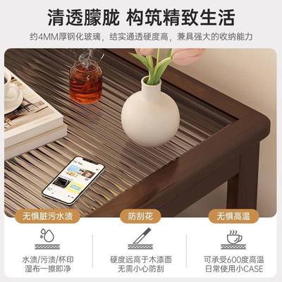 沙方发边几客小厅家用实现木小方桌正形简约代户型阳台玻89807璃