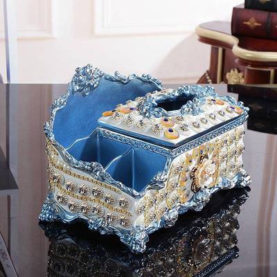 新款欧式式镶钻家用纸巾摆盒多抽功能纸盒创意客厅收纳盒茶SB4xTn