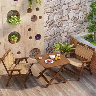 折提叠藤编椅户子家客用厅休闲椅带手椅子外露营靠80011背椅阳台