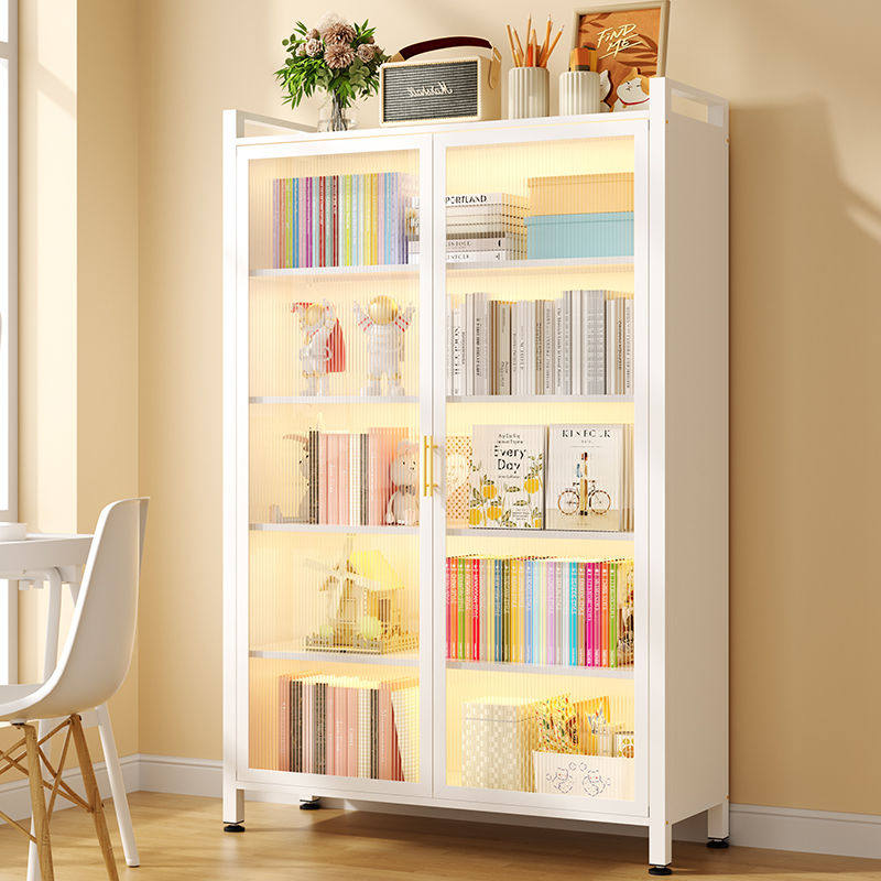 钢制书柜带门储物柜家用一体置物柜子防尘儿童书架客厅落地展示柜