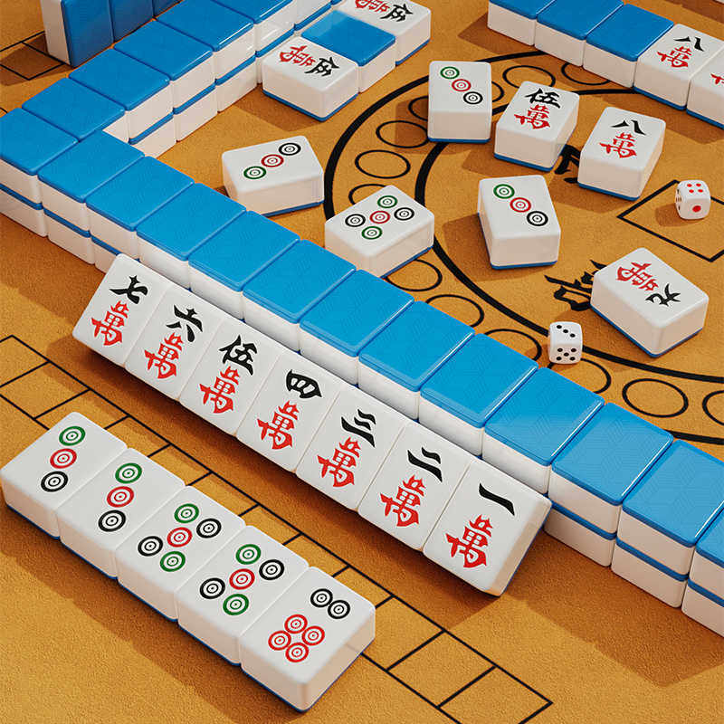 麻将家用手搓麻雀大号四川玉石高颜值红中精带盒中号108张