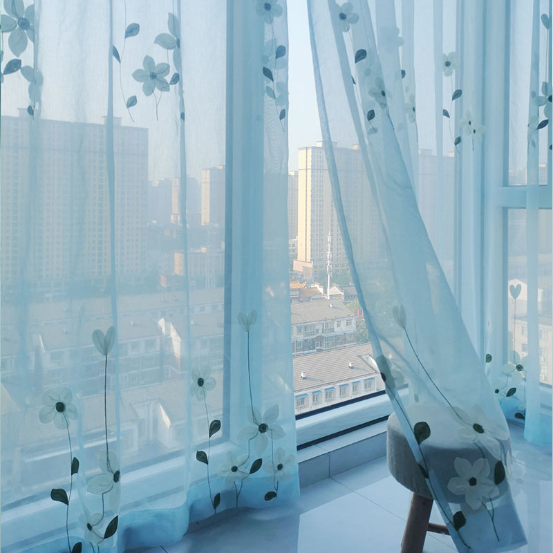 薄纱窗帘纱帘法式田园窗纱高级感客厅卧室阳台刺绣温馨新款网红