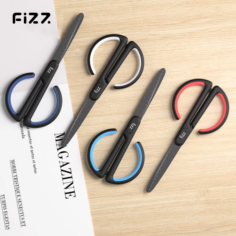 fizz飞兹特氟龙剪刀涂氟圆头不粘胶带小号手工剪纸刀不锈钢剪子精