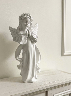 小天使女孩摆件托盘树脂石膏雕像桌面客厅玄关家居装饰品摆设手绘