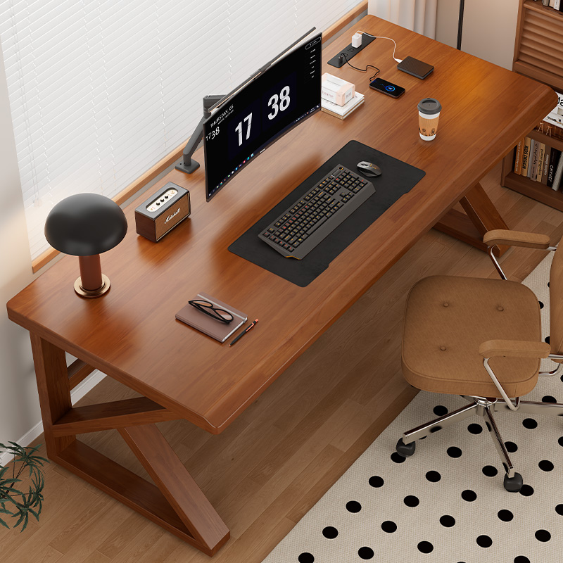 电脑桌台式家用简约卧室办公长桌办公桌双人电竞加厚桌子实木书桌