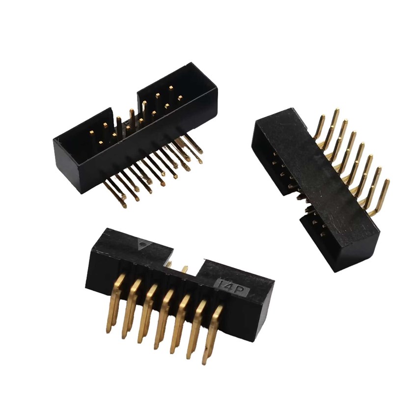 DC3-2.0mm间距IDC-10 14P 20P30P弯脚简易牛角插座2*7pin双排排线