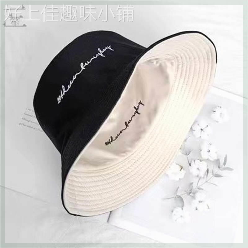双面戴渔夫帽男女夏季韩版学生百搭时尚潮流遮阳防晒圆脸情侣帽子