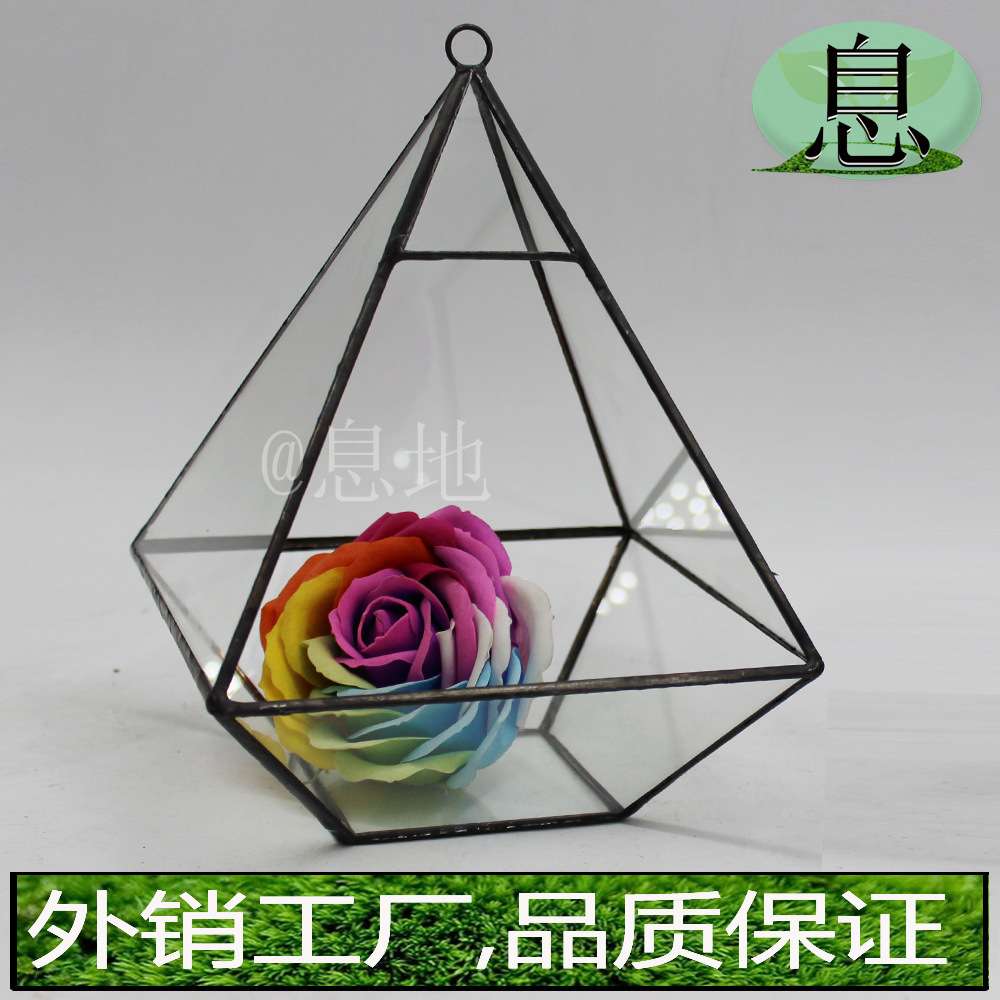 16005C包邮! 热卖焊锡微景观花瓶 几何多肉植物玻璃花房摆件