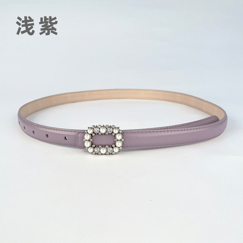 紫色细款真皮女士腰带2025装饰休闲裤牛仔裤镶嵌珍珠水钻时尚皮带,服饰配件/皮带/帽子/围巾,腰带/皮带/腰链,淘宝优惠券,粉丝福利购,淘宝优惠卷