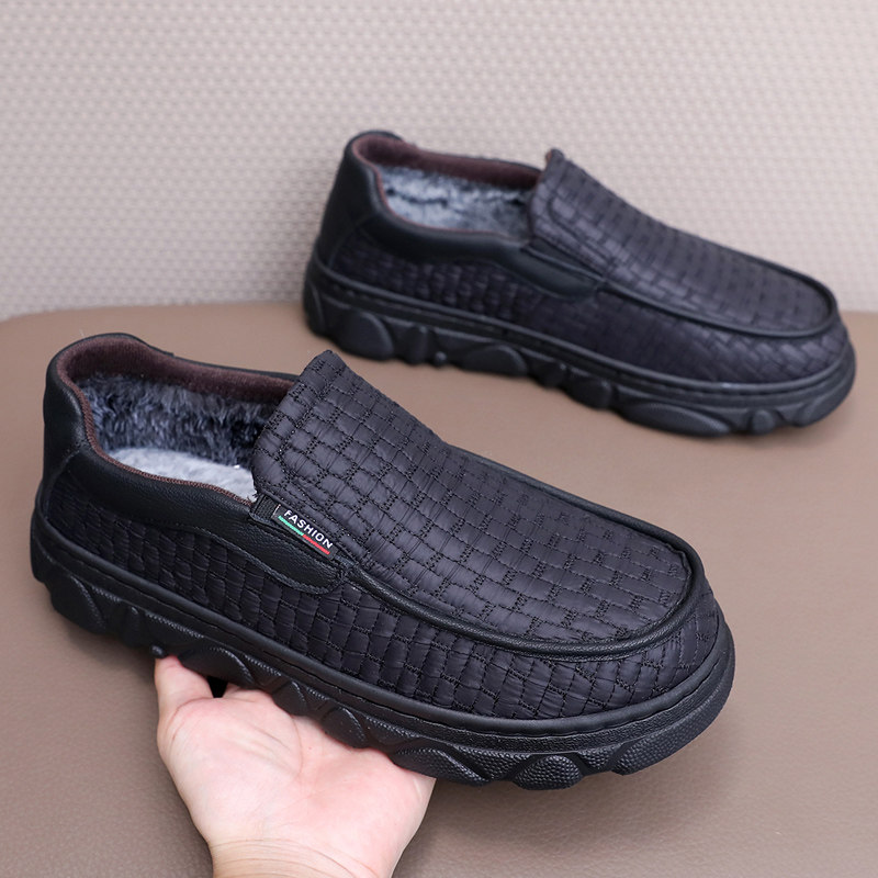 冬季男棉鞋加绒防滑软底爸爸棉靴
