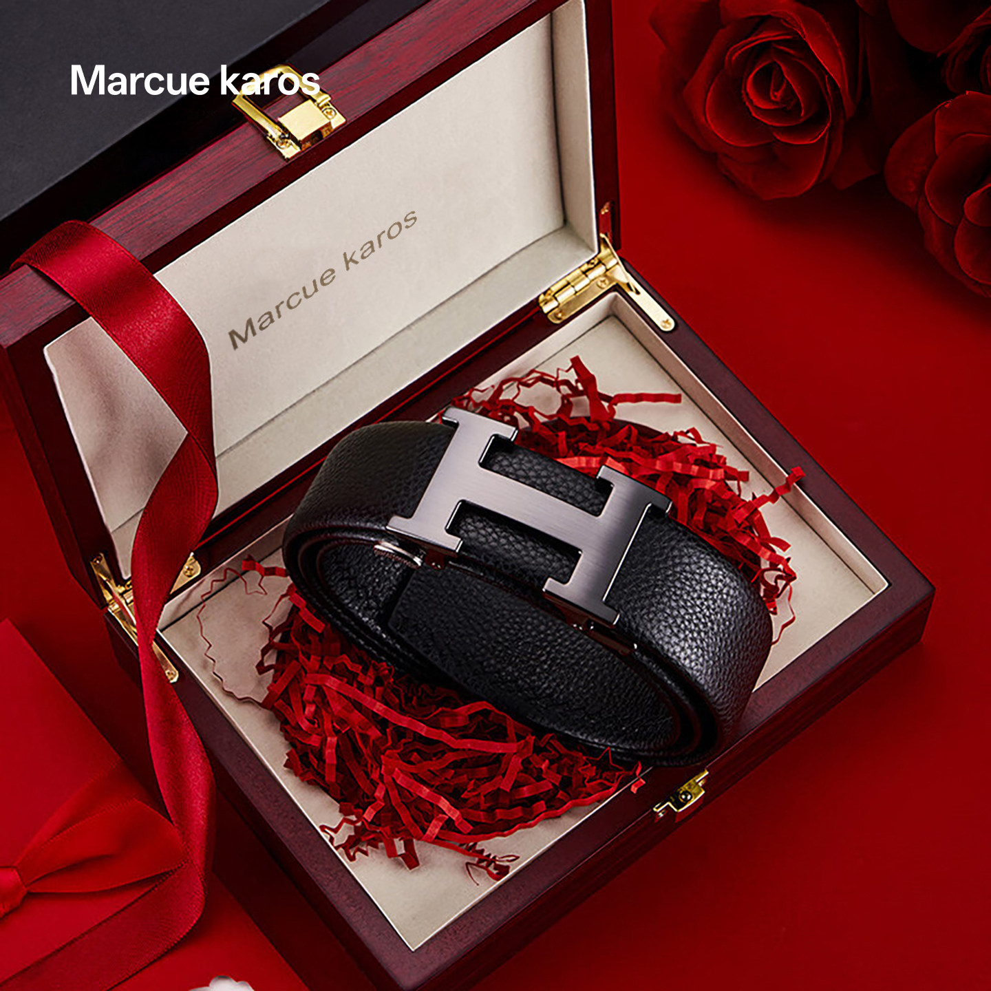 MarcueKaros皮带男士真皮腰带