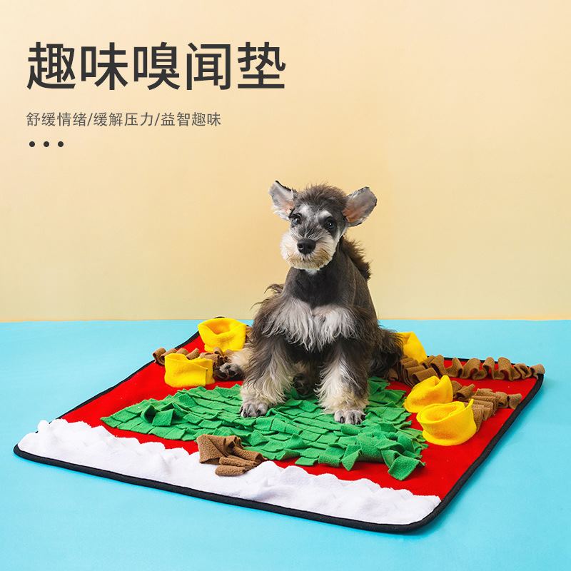 跨境新款圣诞闻嗅垫宠物用品狗狗慢食垫宠物毛毡垫宠物玩具批发